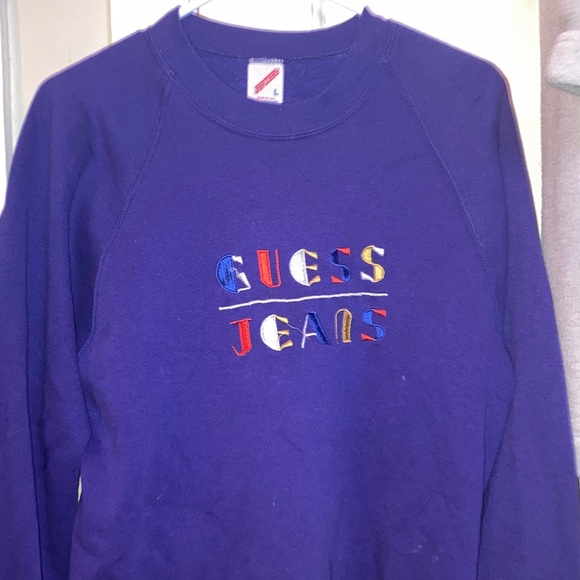 Guess Other - Stained Guess Vibrant Logo Sweatshirt in Purple